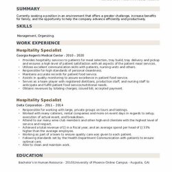 High Quality Hospitality Specialist Resume Samples