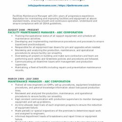 Very Good Maintenance Manager Resume Samples Build Facility