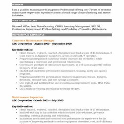 Matchless Maintenance Manager Resume Samples Trainer Corporate Example Build