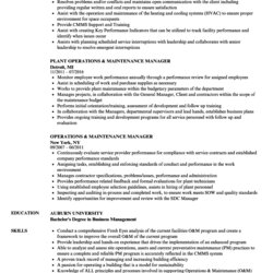 Preeminent Maintenance Manager Resume Help Example Sample Operations Facility Schools List