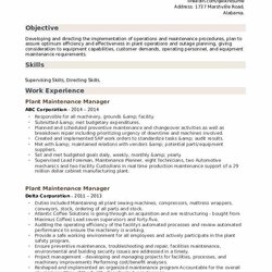 Supreme Resume Sample For Maintenance Manager This Plant