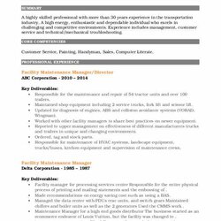 Worthy Facility Maintenance Manager Resume Samples