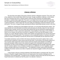 Outstanding Literary Criticism Essay Example
