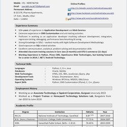 Perfect Sample Resume Format For Experienced Java Developer