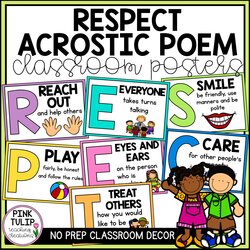 Cool Respect Acrostic Poem Poster Set Classroom Decor Posters Visual