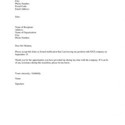 Brilliant Simple Resignation Letter Template Business Job