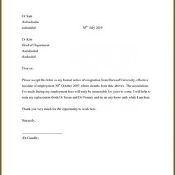 Marvelous Free Printable Resignation Letter Of Job Template Employment Recommendation Resigning Application