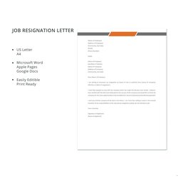 Job Resignation Letter Template In Microsoft Word Apple Pages Google