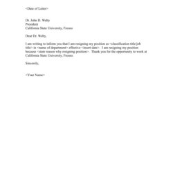 Splendid Letter For Resignation From Job Warehouse Worker Resume Sample Of Employee Faculty