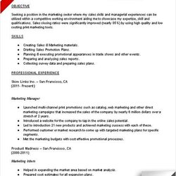 Cool Marketing Resume Sample Good Objective For Choose Board