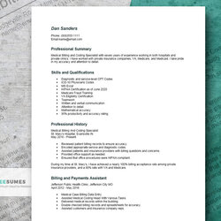 Medical Resume Examples Templates And Skills Billing Example