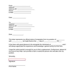 Free Resignation Letters Templates Word Letter Samples