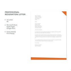 Perfect Professional Resignation Letter Template In Microsoft Word Apple Pages Google Editable Docs