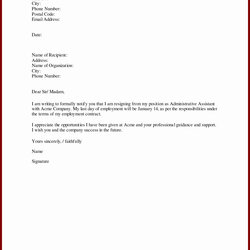 Free Resignation Letter Template Microsoft Word Download Examples Format Notice Weeks Due Sample Personal