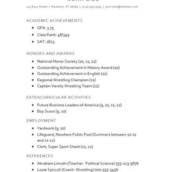 Tremendous Resume Template For High School Student Applying To College Application Expanded Of