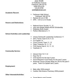 Super Resume Templates College Application Example
