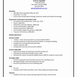 Very Good College Application Resume Examples For High School Seniors