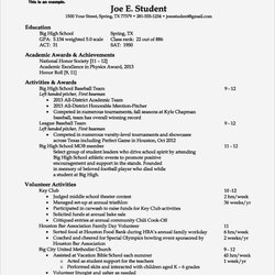 Free College Resume Templates In Ms Word Admissions