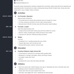 Spiffing High School Resume For College Application Template Concept
