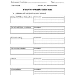 High Quality Sample Examples Of Observation Essay Template Notes Behavior Student Research