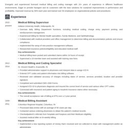 Superior Medical Billing Resume Samples Example Template