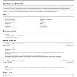 Magnificent Medical Billing And Collections Specialist Resumes Rocket Resume Exquisite Template