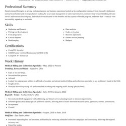 Swell Medical Billing And Collections Specialist Resumes Rocket Resume Classic Template