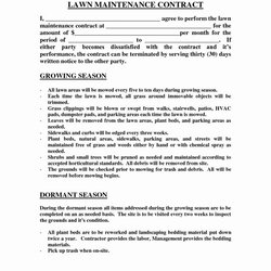 Cool Landscape Maintenance Contract Template Best Of Lawn Care Agreement Mowing Business Service Sample