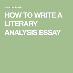 Fantastic How To Write Literary Analysis Essay