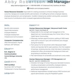 Super Human Resources Manager Resume Example Editable Template For Hr