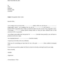 Very Good Resignation Letter Notice Templates At Template
