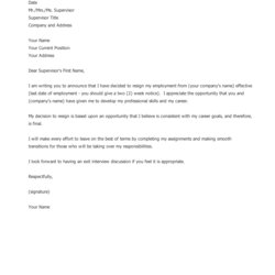 Wonderful Weeks Notice Letter Example Sample One Week Resignation Resign Fantastic Form