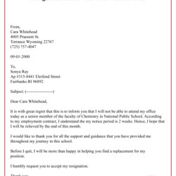 Cool Two Weeks Notice Letter Of Resignation Collection Templates With Week