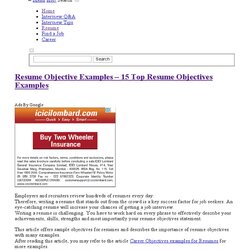 Tremendous Resume Objective Examples Top Objectives
