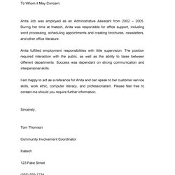 Marvelous Recommendation Letter For Job In Of Employee