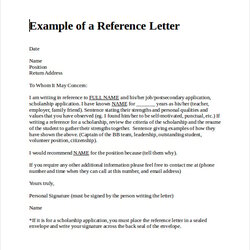 Personal Reference Letter Free Word Excel Documents Download Template Sample Character Employee Templates
