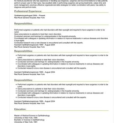 Sample Ophthalmologist Resume Examples Job Resumes Image