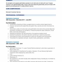 The Highest Quality Ophthalmic Assistant Resume Samples Summary