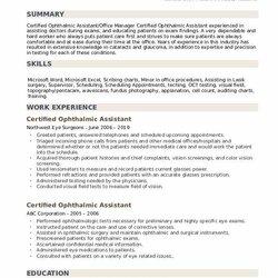 Brilliant Certified Ophthalmic Assistant Resume Samples Example