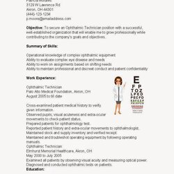 Resume Samples Ophthalmic Technician Sample