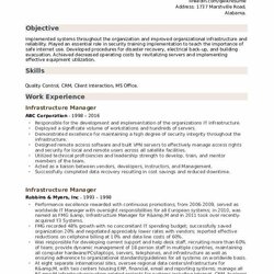 Superb Infrastructure Manager Resume Samples Analyst Intelligence Degree Example