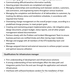 Infrastructure Manager Job Description Velvet Jobs