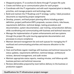 Terrific It Infrastructure Project Manager Job Description Velvet Jobs