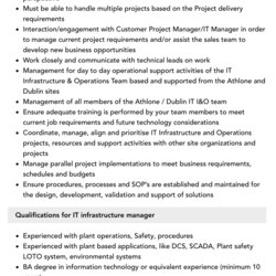 Outstanding It Infrastructure Manager Job Description Velvet Jobs