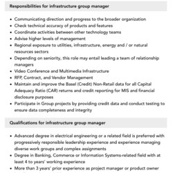 Very Good Infrastructure Group Manager Job Description Velvet Jobs