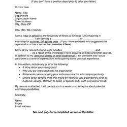 Sterling Cover Letter For Internship How To Write Specific Unadvertised Subject