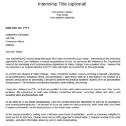 Out Of This World Killer Cover Letter Example For An Internship Application Broadcasting