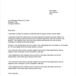 Terrific Resignation Letter Template Word Doc Blank