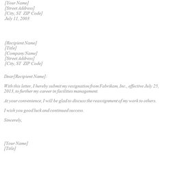 Printable Letter Of Resignation Template Basic