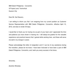 Excellent Resignation Letter